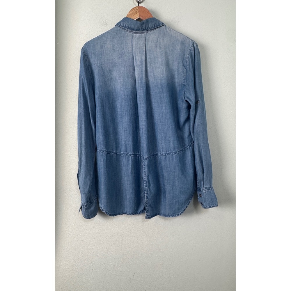 Anthro Cloth & Stone Chambray Blue Button Down Shirt Light Wash Western Rodeo M - Picture 5 of 10